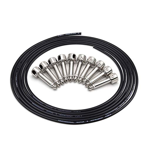 Get Music Diy Guitar Pedal Patch Cable Solder-Free Pedal Board Copper Cable Kit 10Ft 10 Strait Audio Solderless 6.35 Mono Plugs 