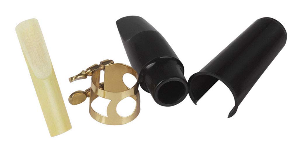 Jiayouy Soprano Sax Saxophone Mouthpiece With One Reed Golden Plated Ligature And Plastic Cap