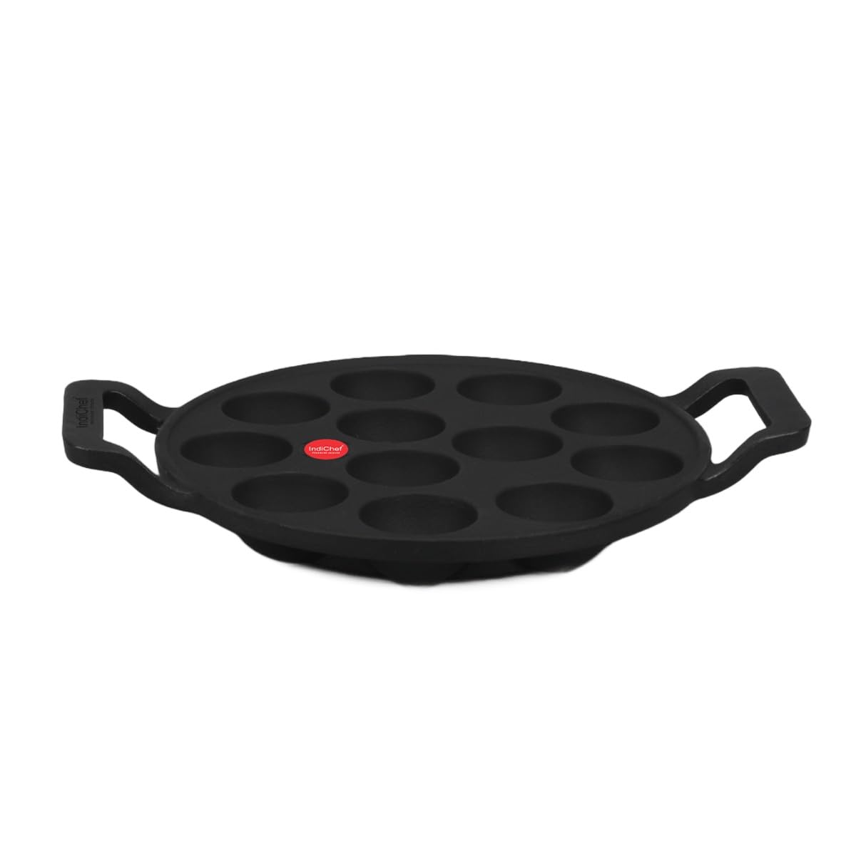 IndiChef Cast Iron Appe Pan with 12 Holes Cooking Pan | Paniyaram Egg Snack Cooking Use Kitchen Gas Stove Induction Use | Alumin