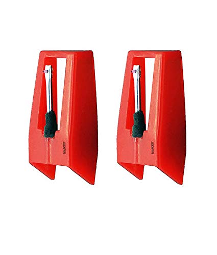 Boytone Pack Of 2, Sapphire Tipped Ceramic Replacement Needle For Turntables,Red