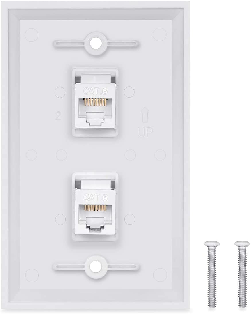 Ethernet Wall Plate   Victek   2 Port Cat6 Keystone Female To Female Wall Plate   White