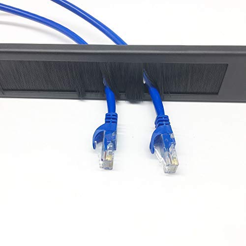 Qiaoyoubang 10 Pack 1U Horizontal Rack Mount Cable Management Panel With Cable Entry Brush For 19 Inch Rack Or Cabinet Black (1U