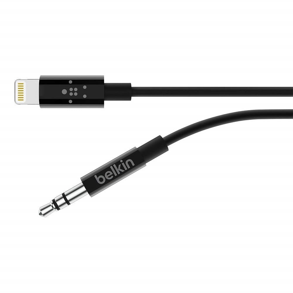 Belkin AV10172bt03 BLK 3.5mm Audio Cable With Lightning Connector, Black, Smartphone