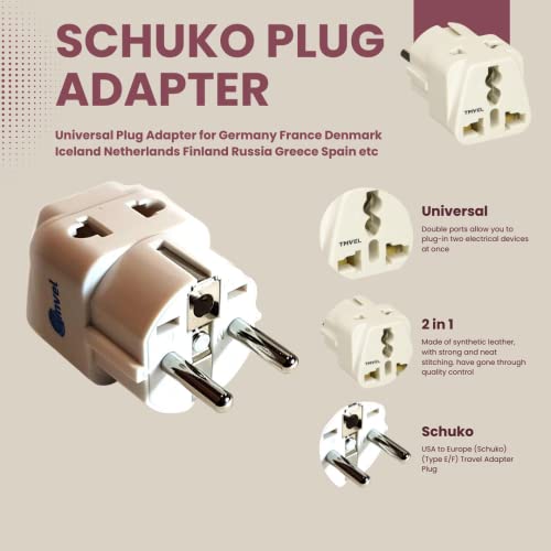 European Adapter, Travel Adapter 2 Pack European Power Adapter Schuko Plug Adapter,Universal Plug Adapter For Germany France Den