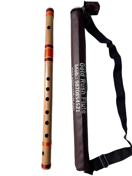 Gold Rush Flute B Natural Base Professional Right Handed Bamboo Flute Size 20 Inch & 52 Cm Length With Carry Bag (Bnb0100)