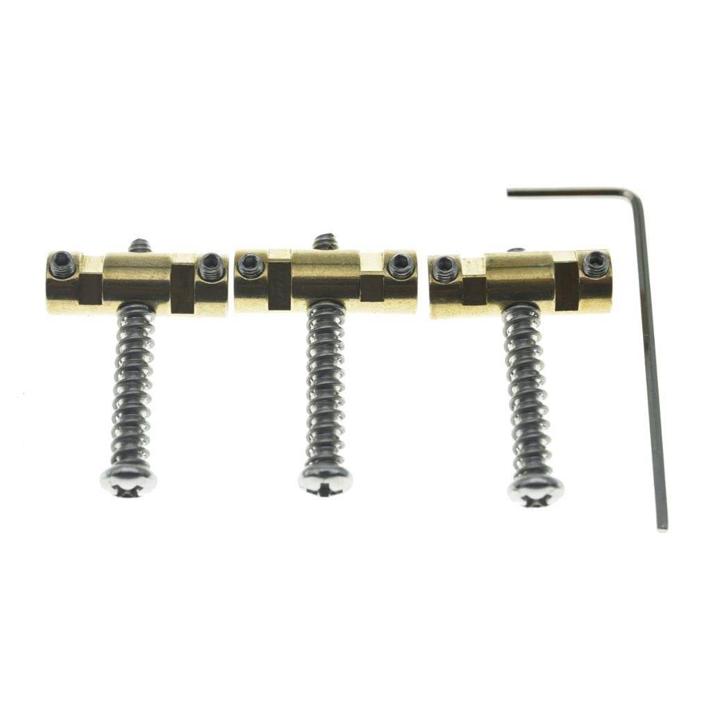 Dopro Set Of 3 Brass Compensated Saddles Barrel Style Brass Bridge Saddles For Vintage 52/62 Tele/Telecaster Bridges