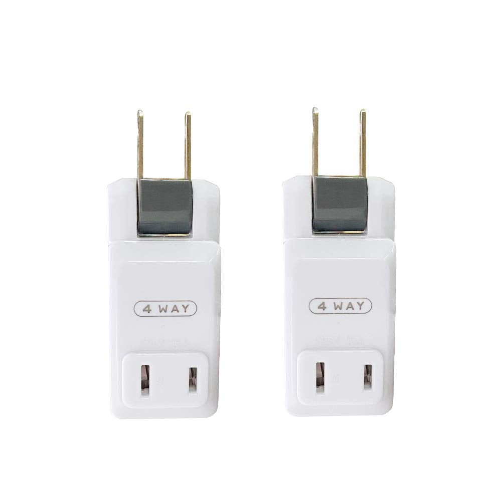 SYCON Outlet Wall Adapter, 2-Prong Swivel Ungrounded Indoor AC Mini Plug Wall Tap-White (4 Way-2 Pack)