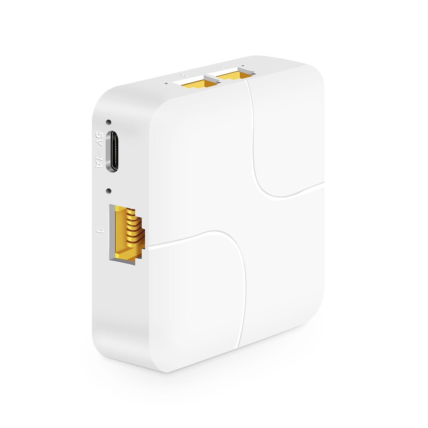 Mokerlink 1 To 4 Gigabit Splitter, 100/1000Mbps, Network Hub Rj45 Internet Lan Cable Splitter, Mini Plastics Type C Power With U