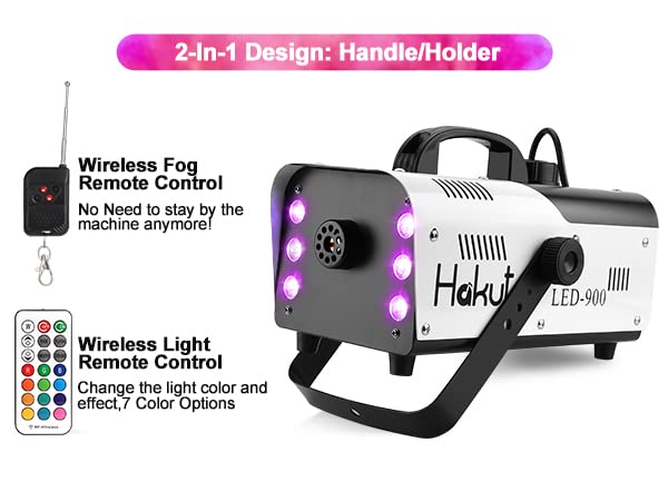 Hakuta Fog Machine, Automatic Spray Smoke Machine With 6 Led Lights And 7 Color Variation, 2000Cfm Output With Wireless Remote C