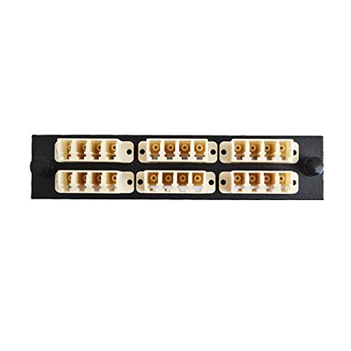 CableWholesale LGX Compatible Adapter Plate Featuring a Bank of 6 Multimode Quad LC Connectors in Beige for OM1 and OM2 Applicat