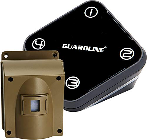 Guardline Wireless Driveway Alarm   1 Motion Detector Alarm Sensor & 1 Receiver, 500 Foot Range, Weatherproof Outdoor Security A