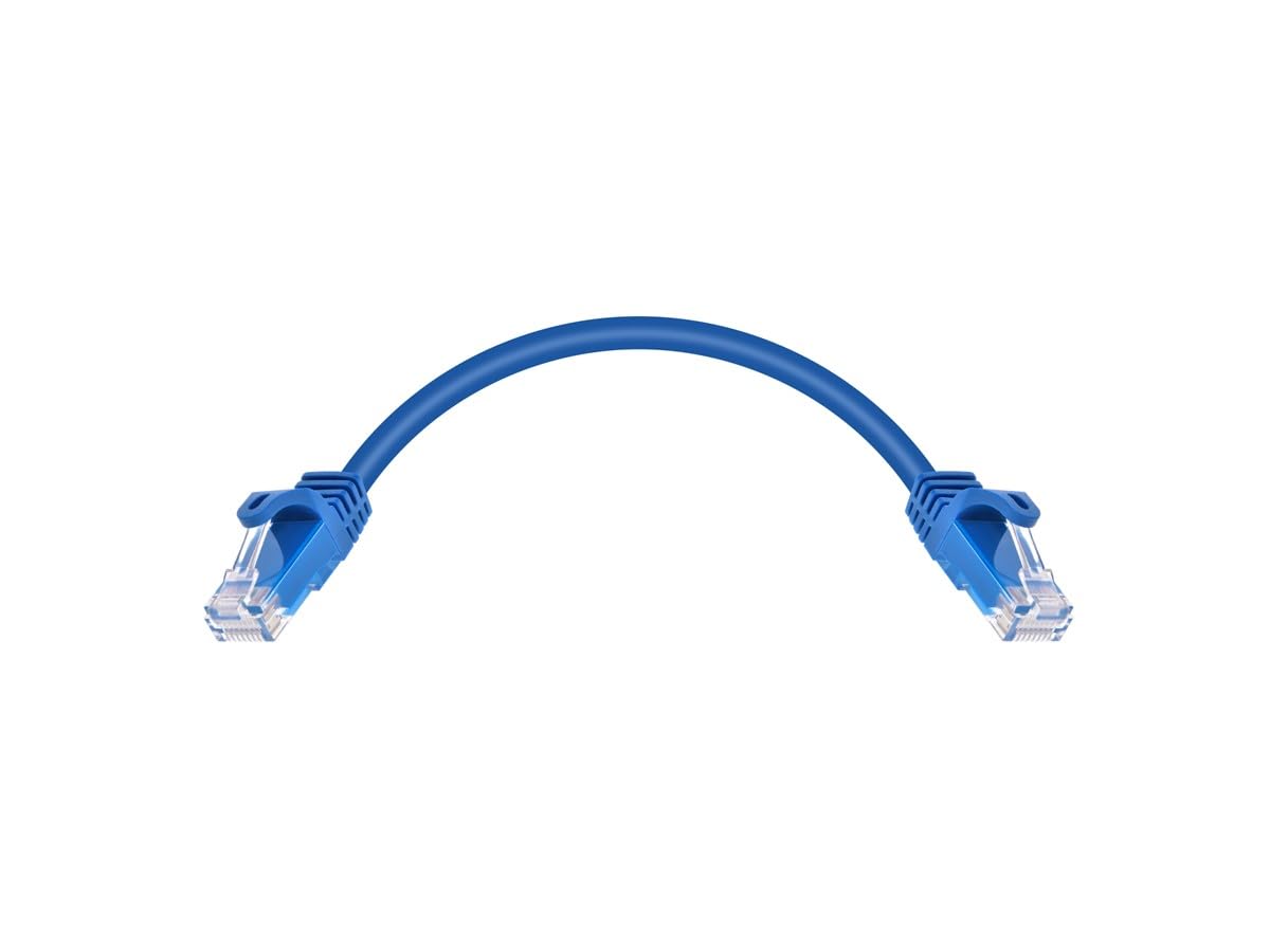 Monoprice Cat6 6In Blue Patch Cable Utp 24Awg 550Mhz Pure Bare Copper Snagless Rj45 Flexboot Series Ethernet Cable