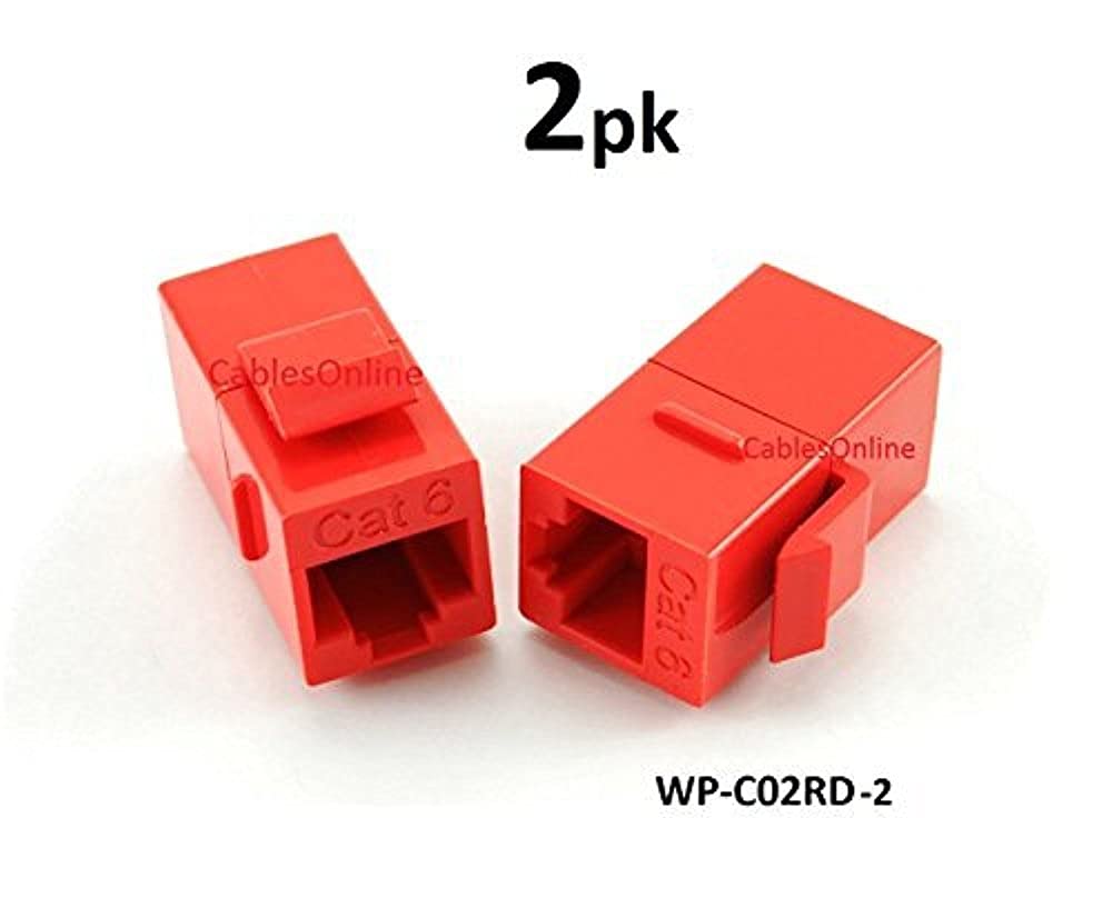 Cablesonline, 2 Pack Cat6 Female/Female Rj45 Ethernet Red Keystone Jack Coupler, Wp C02Rd 2