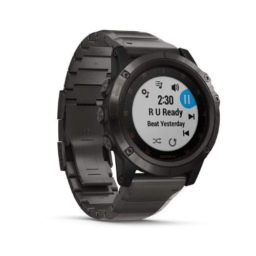 Garmin fenix 5X Plus GPS Smartwatch - Color Topo Maps, Heart Rate Monitoring, Music, Contactless Payment, Carbon Gray with Titanium Band