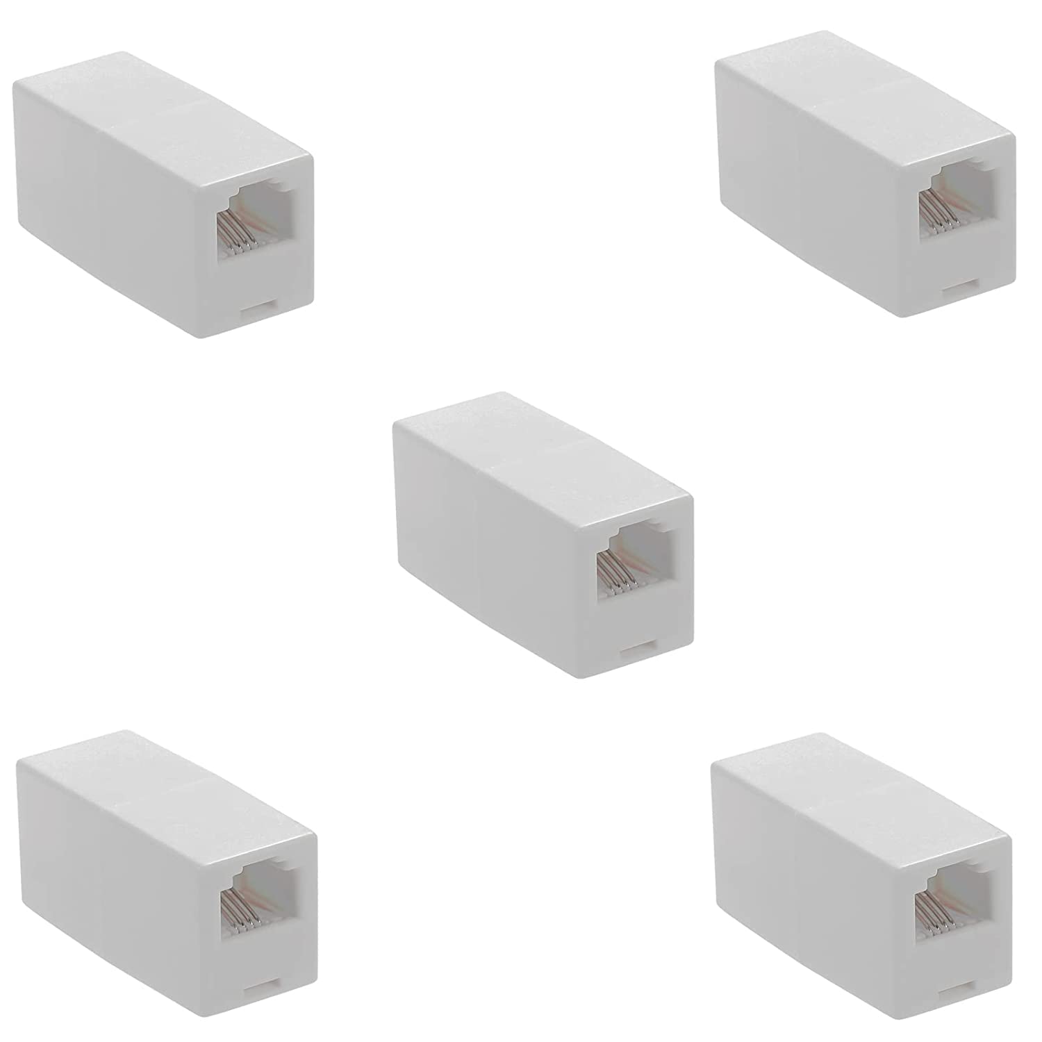 Lansensu Rj11 Coupler, Straight Telephone Inline Coupler Rj11 6P4C Inline Keystone Jack Female To Female Straight Telephone Cabl