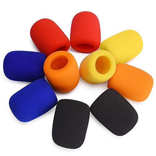 Facmogu 10 Pack Colorful Microphone Cover, Handheld Stage Microphone Windscreen Sponge Cover Fits For Most Handheld Mic, Thick M