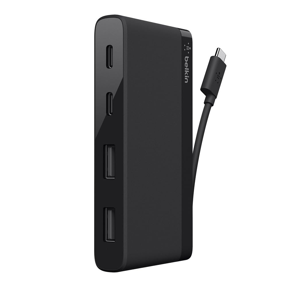 Belkin F4U090Btblk - Usb-C 4-Port Mini Hub - 2X Usb-C Ports, 2X Usb-A Ports - Fo
