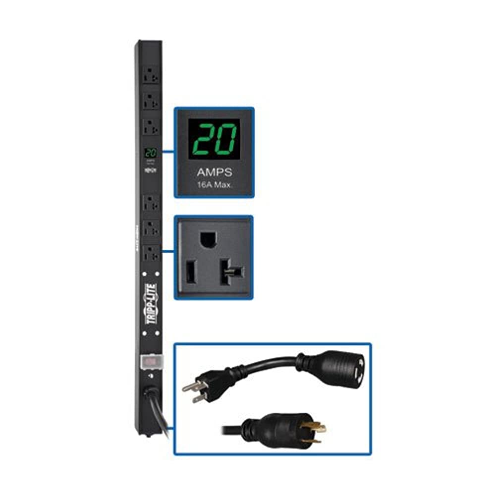Tripp Lite Metered Pdu, 20A, 6 Outlets (5 15/20R), 120V, L5 20P/5 20P Adapter, 0U Vertical Rack Mount Power (Pdumv20 24)