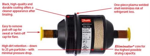 Parker 163S   Replacement Danfoss Liquid Line Drier   3/8'' Sweat 16 Cu. In.