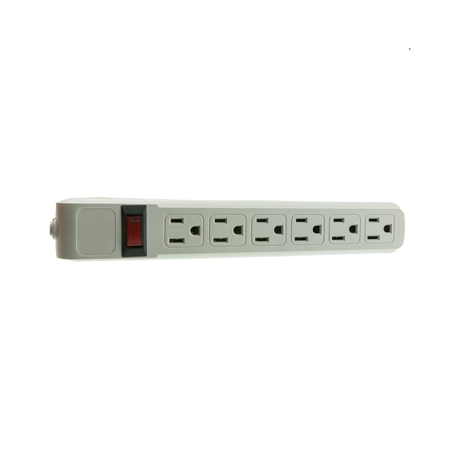 10 Feet Surge Protector, Flat Rotating Plug, 6 Outlet, Gray Horizontal Outlets, Plastic, 10Ft Power Cord, Surge Protector Multi