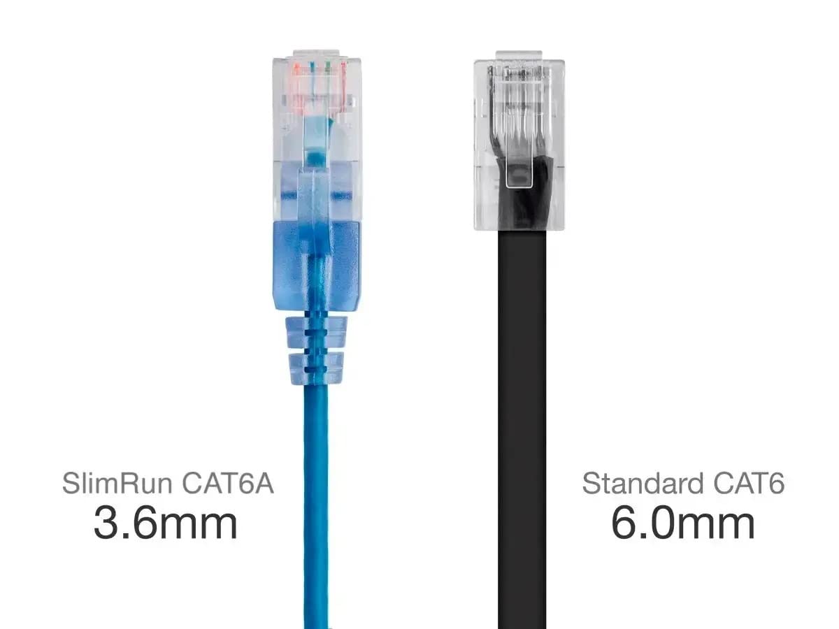 Monoprice Cat6A 50Ft Blue Patch Cable Utp 30Awg 10G Pure Bare Copper Snagless Rj45 Slimrun Series Ethernet Cable