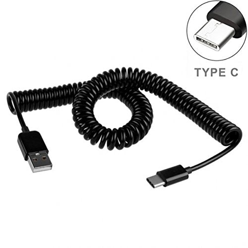 Premium Coiled Type-C Cable USB Charging Power Wire Sync Cord For LG V20 G5 G6 - Moto Z Droid Force - HTC 10 - Google Pixel, XL 