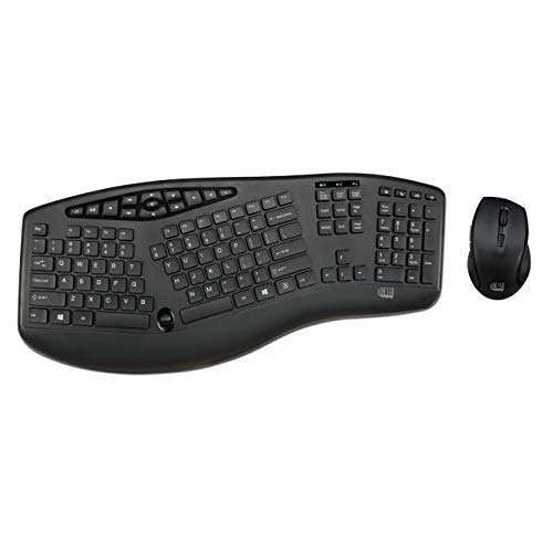 Adesso Truform Media 1600 (Wkb 1600Cb) 2.4Ghz Rf Wireless Ergonomic Keyboard And Optical Mouse , Multi Media Keys And Adjustable