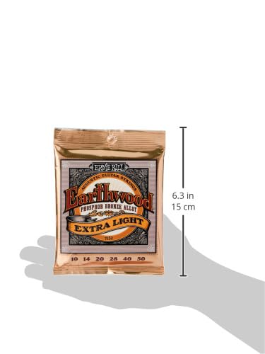 Ernie Ball Earthwood Extra Light Phosphor Bronze Acoustic Guitar Strings, 10-50 Gauge (P02150)