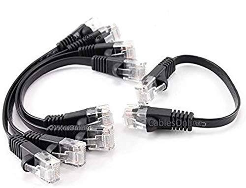 Cablesonline, 5 Pack 6 Inch Cat6 Network Utp Ethernet Rj45 Flat Design Patch Black Cable, (U6 000Fk 5)