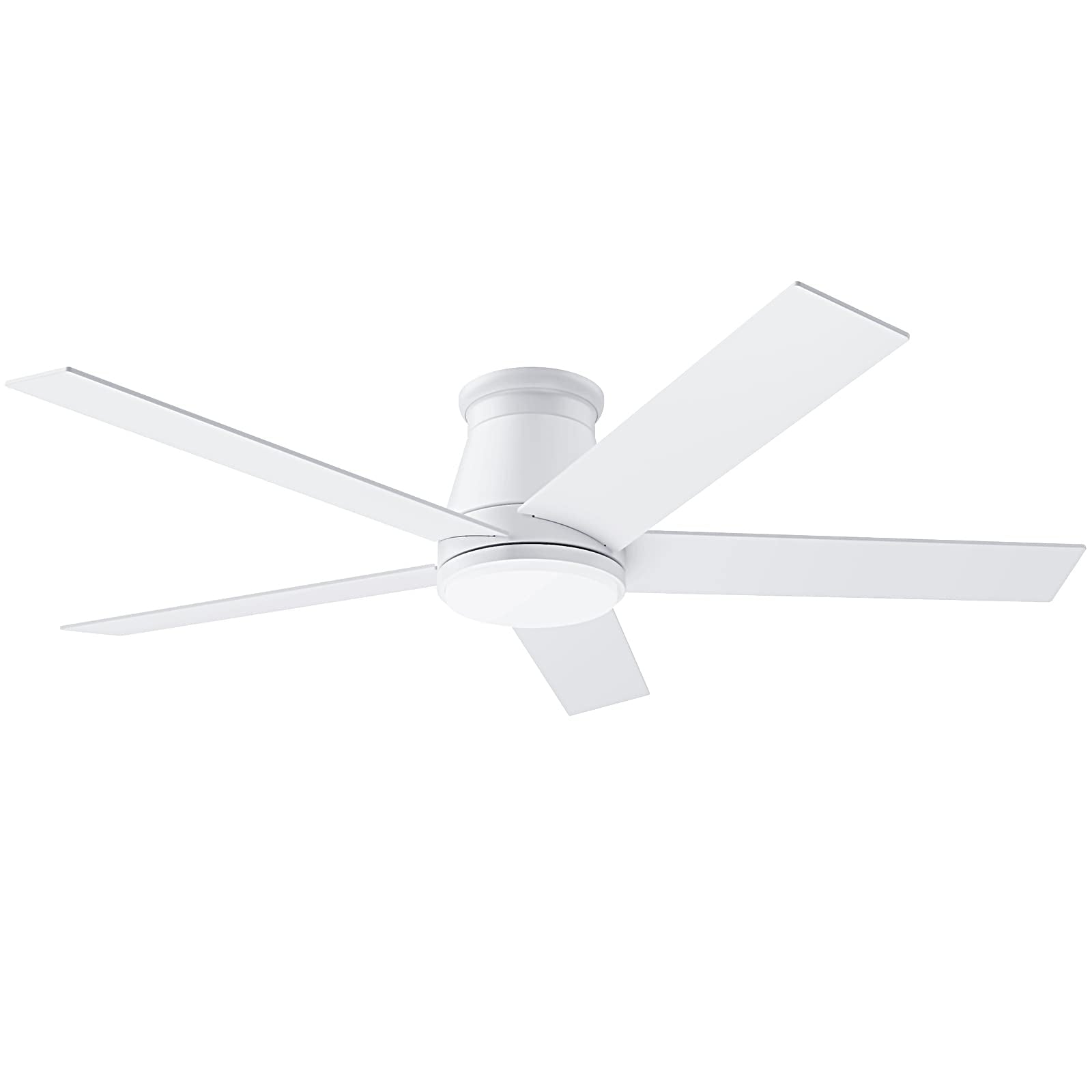 Wurzee 52 Ceiling Fan with Light, White Flush Mount 6 Speeds DC Reversible Motor, Timing, Dimmable for Bedroom, Kitchen, Patios