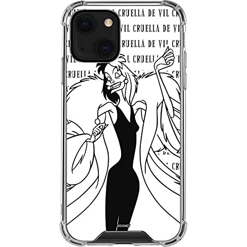 Skinit Clear Phone Case Compatible With Iphone 13 Mini   Officially Licensed Disney Cruella De Vil Black And White Design
