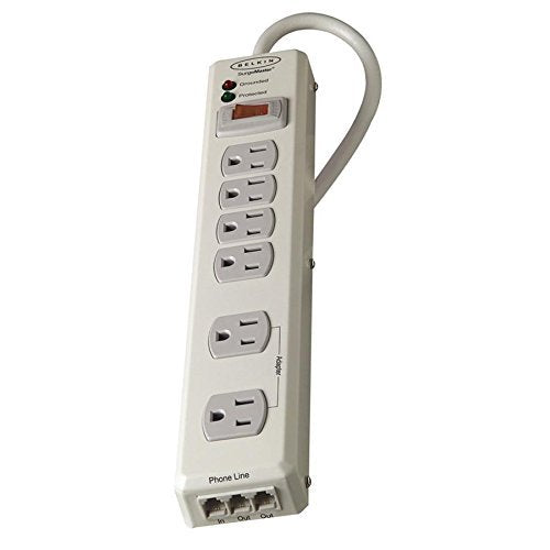 Belkin F9H62006Mtl Surge Protector, 6 Outlets, 1045 Joules, 6 Ft Cord, Putty