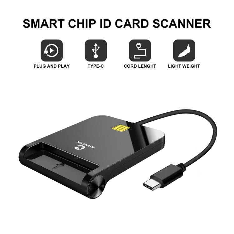 ZOWEETEK USB C CAC Reader - Military Common Access Card Reader for Windows 10/11, Mac OS, Linux - Black