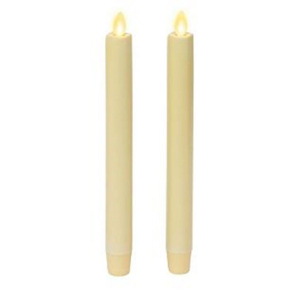 Luminara - Flameless Battery Operated Taper Candle - Timeless Taupe - Pack of 2-1x9.75 - LED Flickering Flame - Realistic Safe f