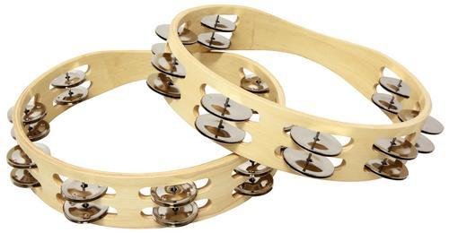 Tycoon Single Row Wooden Tambourine with Dark Steel Jingles