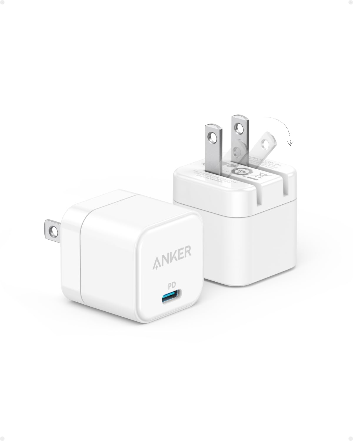 3 Pack Anker Usb C Charger With Foldable Plug, 20W Usb C Charger Block For Iphone 16 / 15 And More Series, Galaxy, Pixel, Ipad (