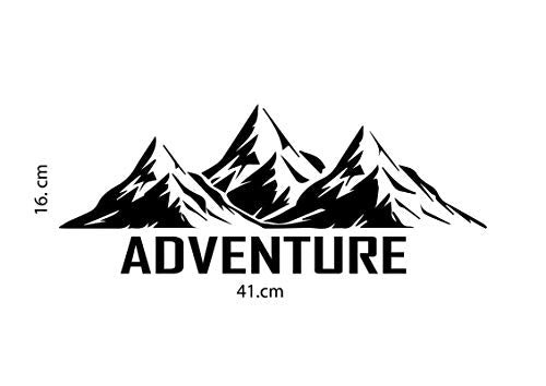Arwy Adventure Mountain Stickers Car Door Side Bonnet Bumper Hood Vinyl Black Decals L X H 41.00 Cm X 16.00 Cm