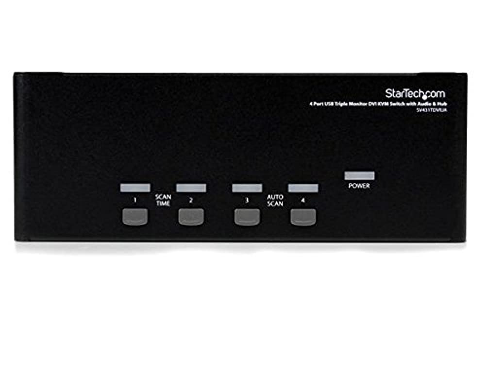2Pz1487   Startech.Com 4 Port Triple Monitor Dvi Usb Kvm Switch With Audio Usb 2.0 Hub