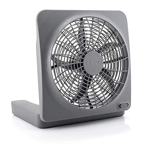 O2Cool Treva 10 Inch Portable Desktop Air Circulation Battery Fan, 2 Speed, Compact Folding & Tilt Design, With Ac Adapter (Grap