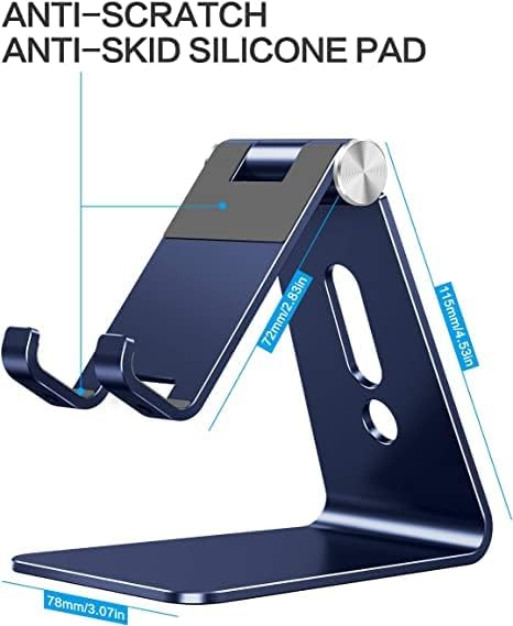 Omoton Adjustable Cell Phone Stand, C2 Aluminum Desktop Phone Holder Dock Compatible With Iphone 15 14 13 Xs Xr 8 Plus 7 6, Sams
