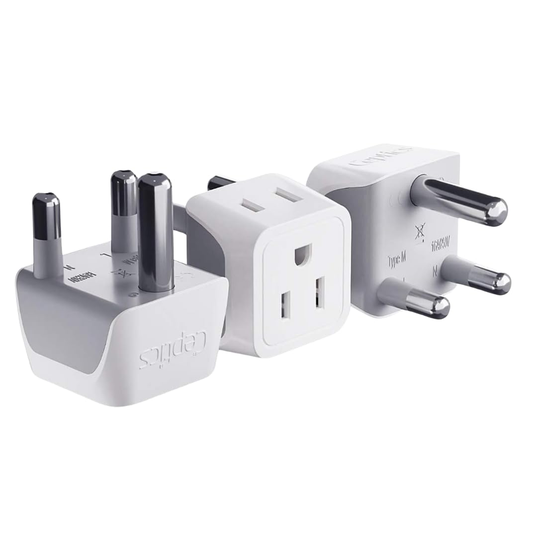 Ceptics South Africa, Namibia Travel Adapter Plug with Dual Usa Input - Type M - Ultra Compact - Safe Grounded Perfect for Cell 