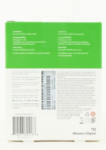 Western Digital 1Tb Wd Green Internal Ssd Solid State Drive - Sata Iii 6 Gb/S, 2.5/7Mm, Up To 545 Mb/S - Wds100T3G0A