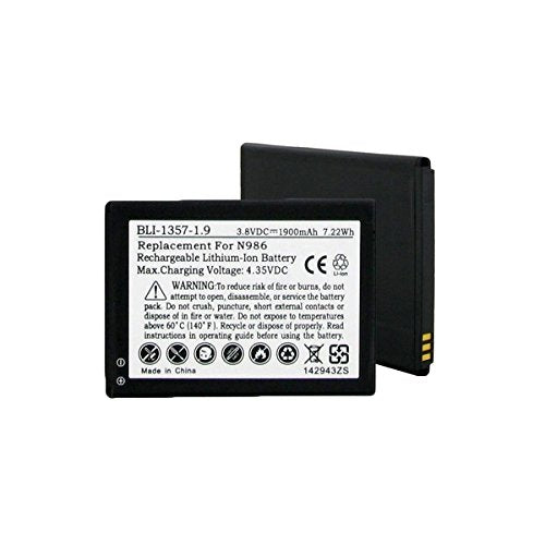 Empire Quality Replacement For Zte Li3823T43P3H735350, N986, V975, Grand S Pro N9835, Warp Sync N9515, 1900Mah, 3.8V, Li Ion