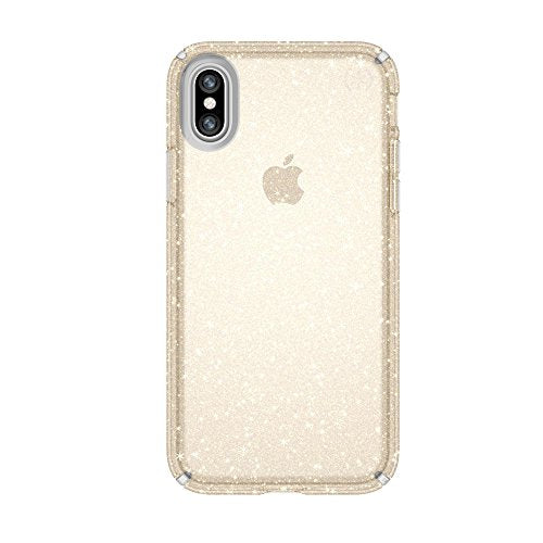 Speck Iphone Xs Presidio Clear + Glitter Case, Scratch Resistant Impactium 8 Foot Drop Protected Iphone Case That Resists Uv Yel