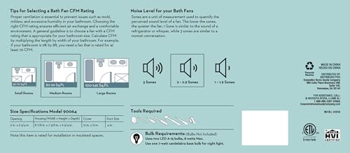 Good Housekeeping 90064 Buckingham Decorative Bathroom Ventilation Exhaust Fan With Light And Nightlight, Medium, Brushed Nickel