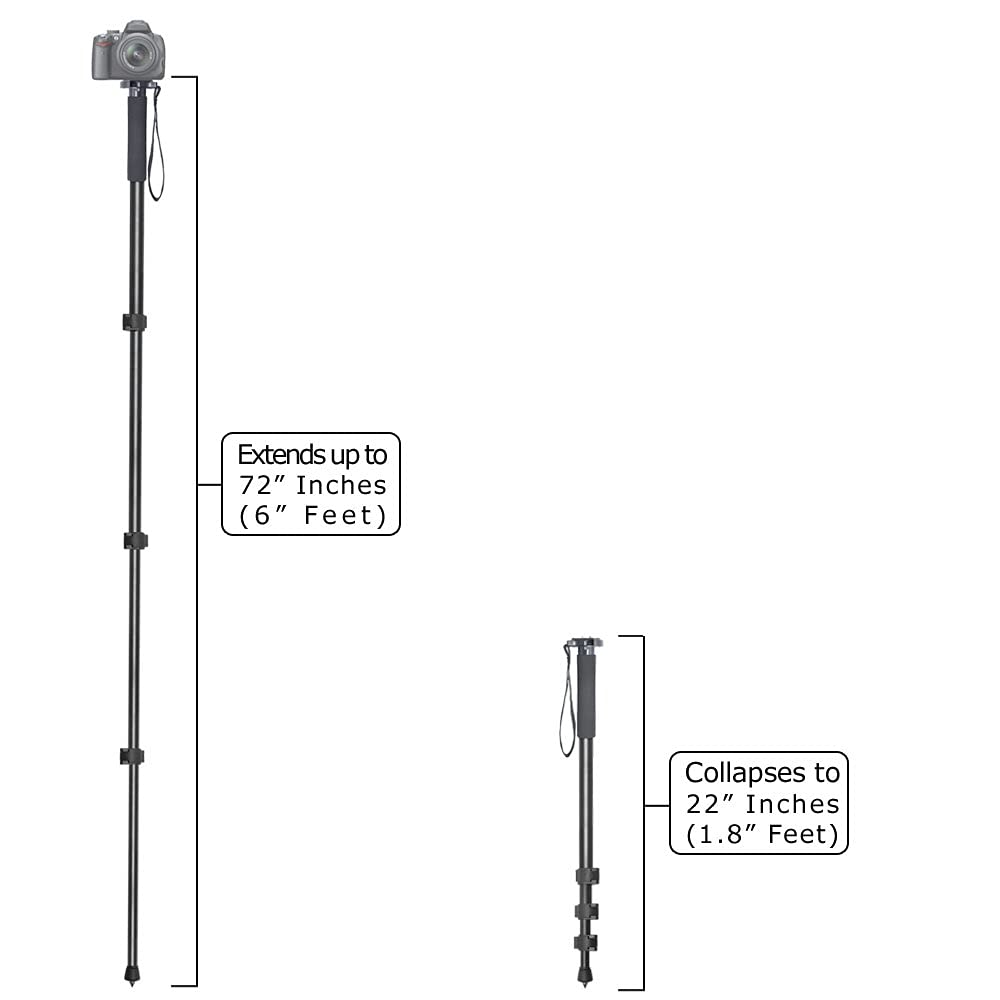 72 Pro Camera Monopod With Quick Release For Gopro Hero1, Hero2, Hero3, Hero3+, Hero4, Hero4 Session, Hero5 Cameras + Tripod Mou