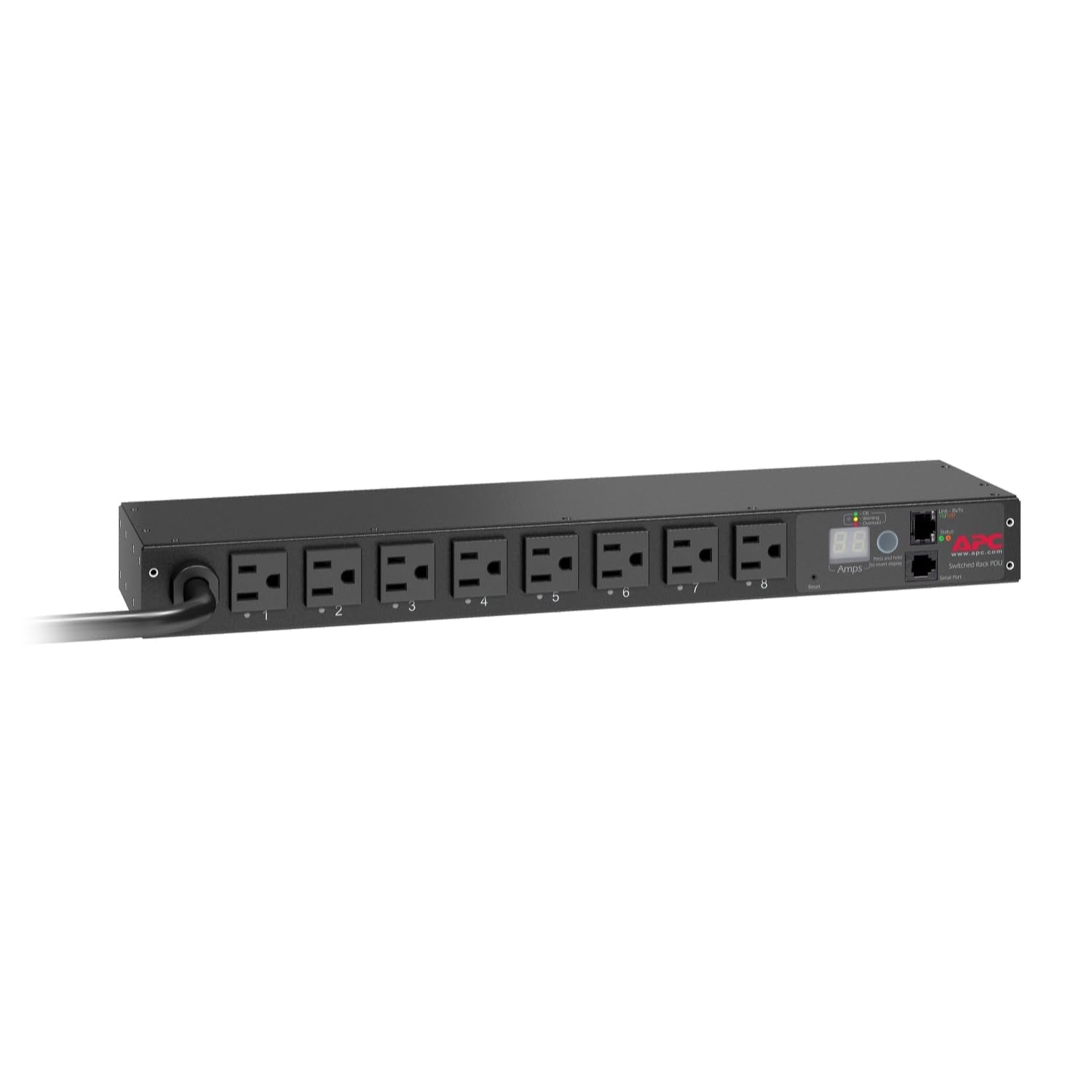 APC Rack Mount PDU, Metered 120V/15A, (8) Outlets, 1U Horizontal Rackmount (AP7800)