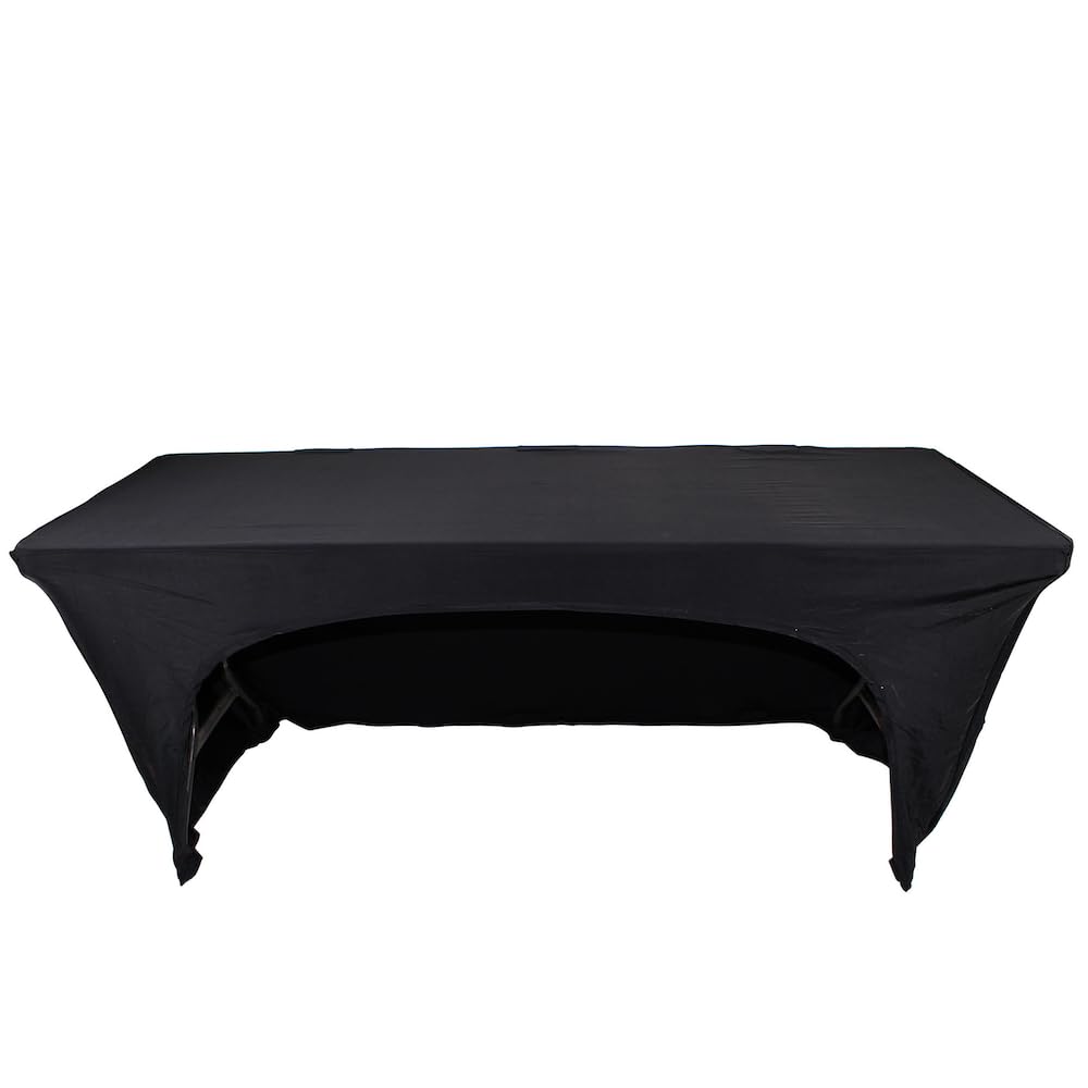 Prox X-ST6BL 6 Ft. Open Back Spandex Table Cover Scrim - Black