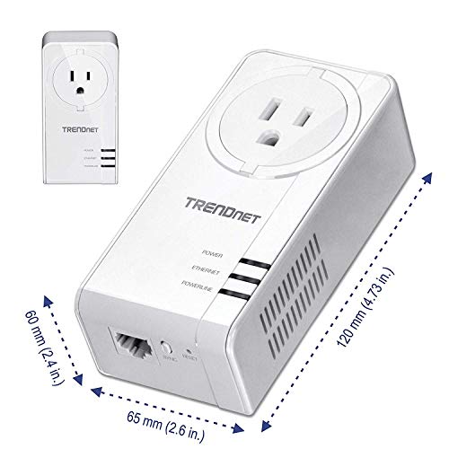 Trendnet Powerline 1300 Av2 Adapter With Built In Outlet Adapter Kit, Includes 2 X Tpl 423E Adapters, Ieee 1905.1 & Ieee 1901, G