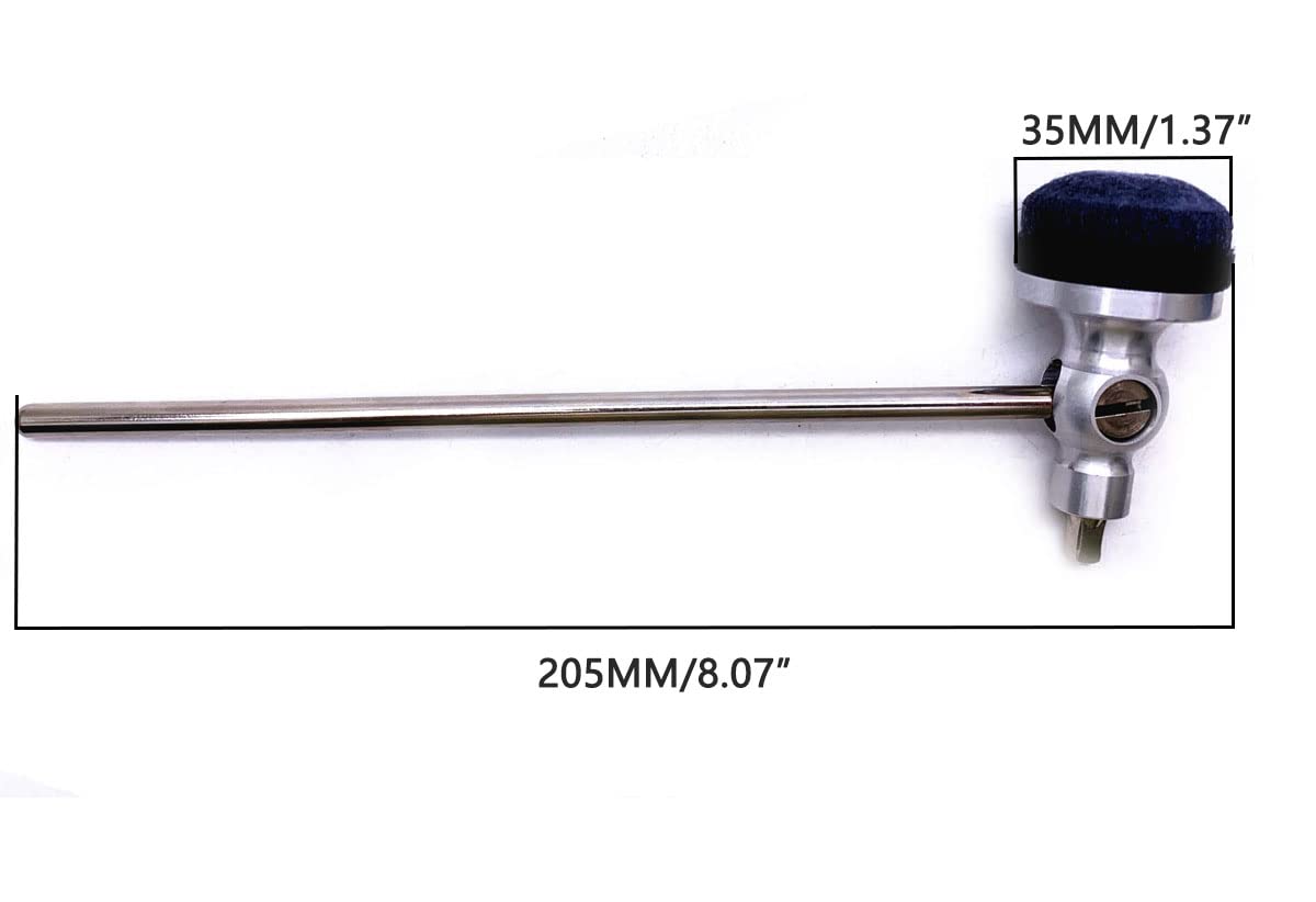 Tuoren Stainless Steel Shaft Bass Drum Beater Pedal Hammer Felt Beater Head Percussion Instrument Parts (Silver A)
